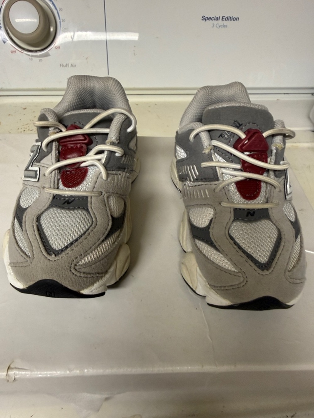 New Balance Kids Gray and Red Athletic Sneakers